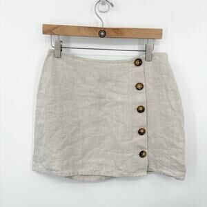 Reformation Linen Skirt Womens 8 Candella Button Mini Capsule Old Money Scandi